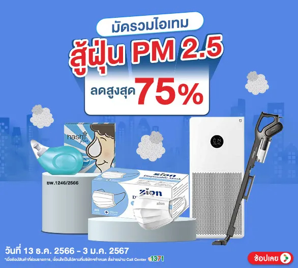 มัดรวมไอเท็มสู้ฝุ่น PM 2.5 ลดสูงสุด 75%
